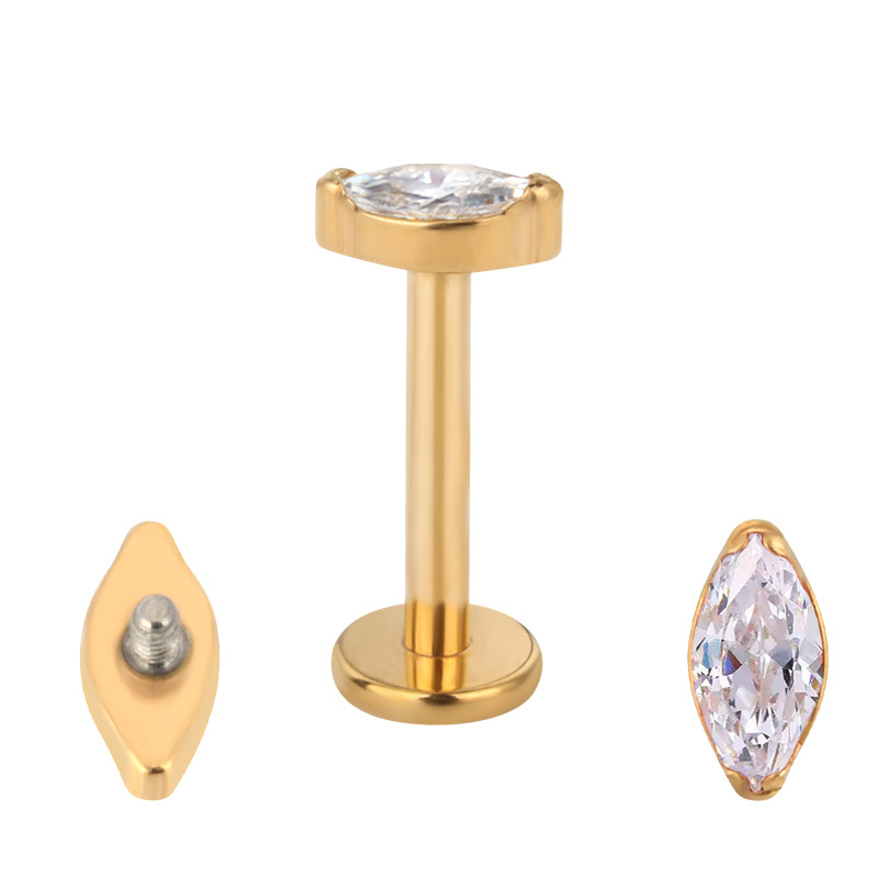 G23 titan ureche Stud Marquise Crystal Labret CZ pavat cartilaj Tragus PIERC Cercei Inele pentru buze Stud Helix Piercing Bijuterii pentru corp