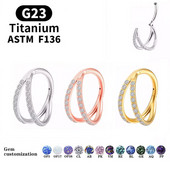 G23 Titan Piercing Inel pentru nas Cz Septum Clicker Hoop Nas Labret Ureche Tragus Cartilage Rose Gold Color Piercing Bijuterii pentru corp