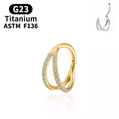 G23 Titan Piercing Inel pentru nas Cz Septum Clicker Hoop Nas Labret Ureche Tragus Cartilage Rose Gold Color Piercing Bijuterii pentru corp