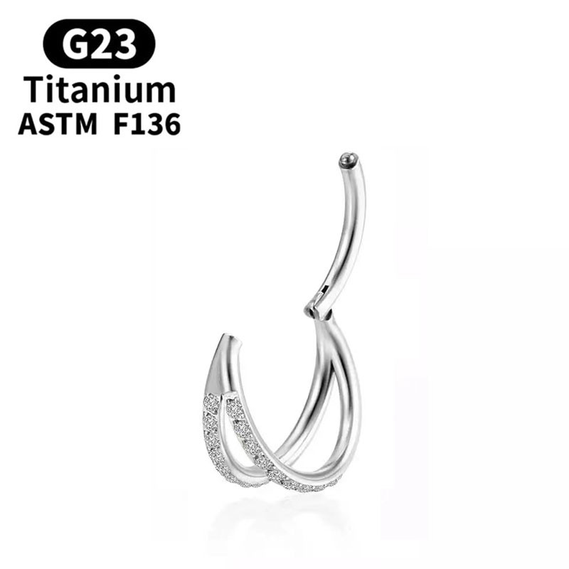 G23 Titan Piercing Inel pentru nas Cz Septum Clicker Hoop Nas Labret Ureche Tragus Cartilage Rose Gold Color Piercing Bijuterii pentru corp