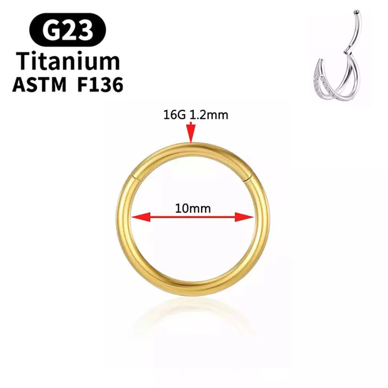 G23 Titan Piercing Inel pentru nas Cz Septum Clicker Hoop Nas Labret Ureche Tragus Cartilage Rose Gold Color Piercing Bijuterii pentru corp