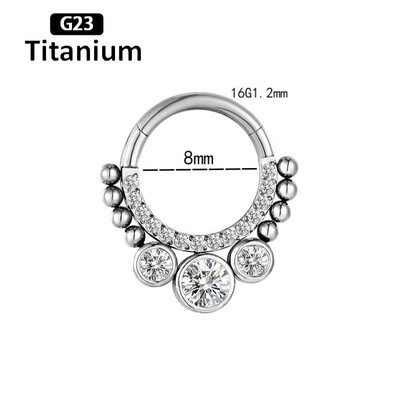1PC G23 Titan Helix Piercing Zircon Cu Cercei Bile Nas Septum Mamelon Inel Conch Cartilage Tragus Piercing Inele Nas 16G