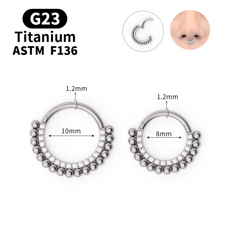 1 buc. Inel de nas la moda pentru dama G23 titan zircon Diafragma cartilaj Punctie Decoratie corporala Bijuterii Cadou de vacanta Nou 2021