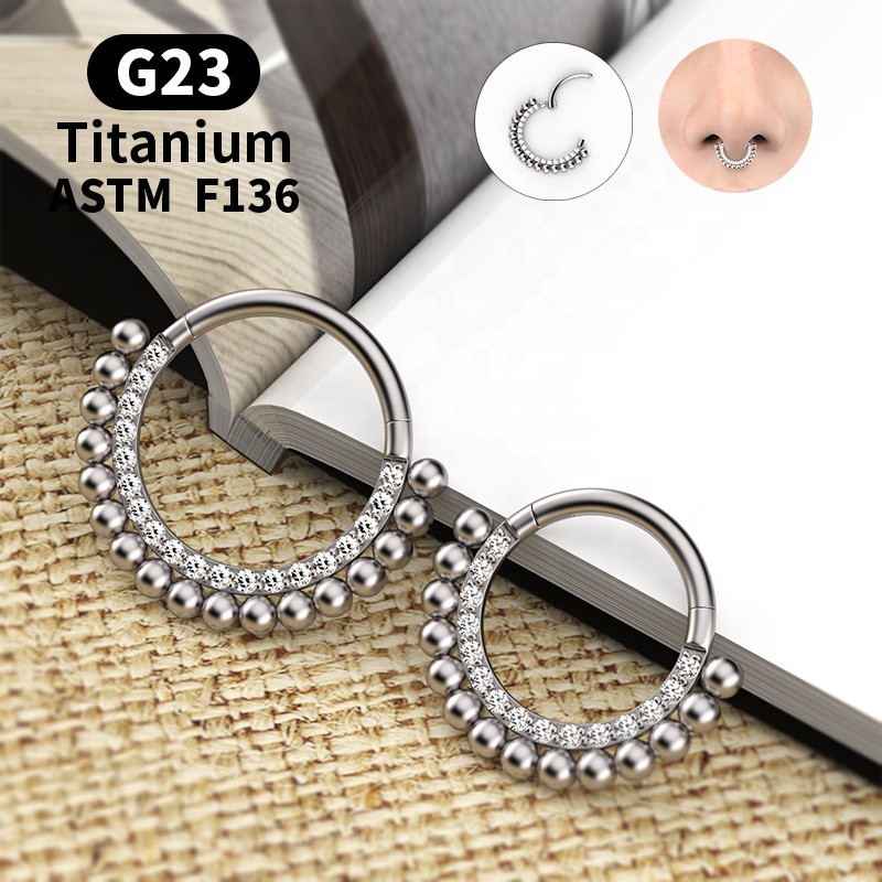 1 buc. Inel de nas la moda pentru dama G23 titan zircon Diafragma cartilaj Punctie Decoratie corporala Bijuterii Cadou de vacanta Nou 2021