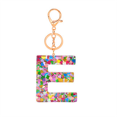 Lanț de chei cu scrisori cu paiete de dragoste Accesorii adezive cu picurare din rășină Breloc de chei cu alfabet de cristal pentru bărbați și femei.