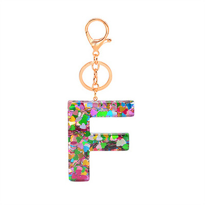Lanț de chei cu scrisori cu paiete de dragoste Accesorii adezive cu picurare din rășină Breloc de chei cu alfabet de cristal pentru bărbați și femei.