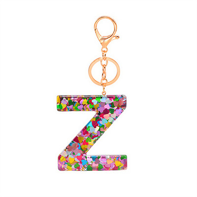 Lanț de chei cu scrisori cu paiete de dragoste Accesorii adezive cu picurare din rășină Breloc de chei cu alfabet de cristal pentru bărbați și femei.