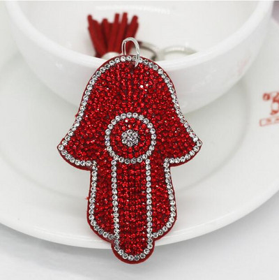 13 színű nagykereskedés ezüstözött Hamsa Fatima kézi és strassz bűbájok tenyérkulcstartó Divat autós kulcstartó tartozékok