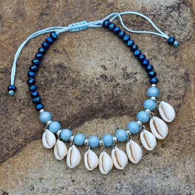 Brățări de gleznă pentru femei, șnur de mărgele din cochilii de cristal, bijuterii de gleznă ajustabile boeme, cadou pentru femei, accesorii casual pentru plajă