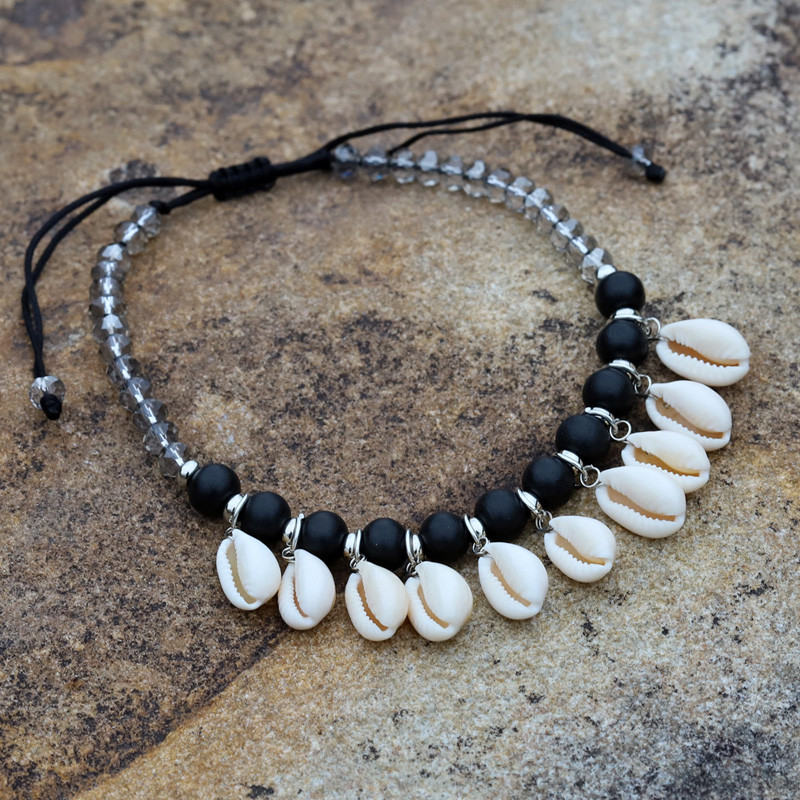 Brățări de gleznă pentru femei, șnur de mărgele din cochilii de cristal, bijuterii de gleznă ajustabile boeme, cadou pentru femei, accesorii casual pentru plajă