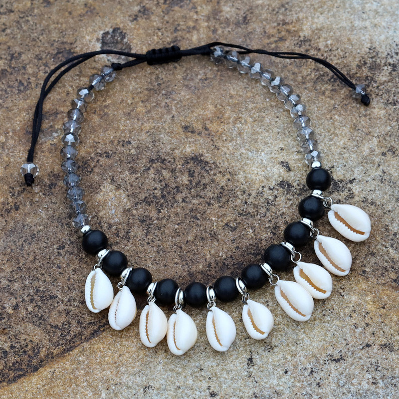 Brățări de gleznă pentru femei, șnur de mărgele din cochilii de cristal, bijuterii de gleznă ajustabile boeme, cadou pentru femei, accesorii casual pentru plajă
