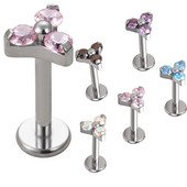 G23 Titanium Circon Stone Háromszög Labret Stud Stud Helix Fülporc fülbevaló PIERC fülcsavarok Ajakgyűrű Bar Piercing Ékszerek