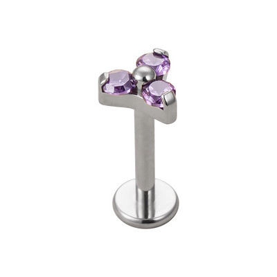 G23 Titanium Circon Stone Háromszög Labret Stud Stud Helix Fülporc fülbevaló PIERC fülcsavarok Ajakgyűrű Bar Piercing Ékszerek