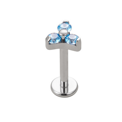 G23 Titanium Circon Stone Háromszög Labret Stud Stud Helix Fülporc fülbevaló PIERC fülcsavarok Ajakgyűrű Bar Piercing Ékszerek