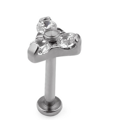 G23 Titanium Circon Stone Háromszög Labret Stud Stud Helix Fülporc fülbevaló PIERC fülcsavarok Ajakgyűrű Bar Piercing Ékszerek