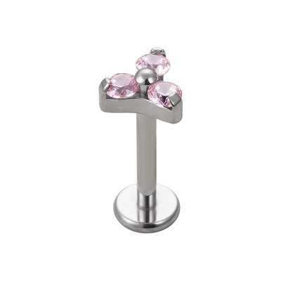 G23 Titanium Circon Stone Háromszög Labret Stud Stud Helix Fülporc fülbevaló PIERC fülcsavarok Ajakgyűrű Bar Piercing Ékszerek