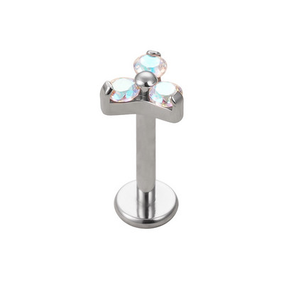 G23 Titanium Circon Stone Háromszög Labret Stud Stud Helix Fülporc fülbevaló PIERC fülcsavarok Ajakgyűrű Bar Piercing Ékszerek