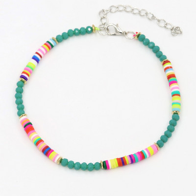 Boho karkötők Női Boho Ékszer Állítható Színes Polimer Agyag Kristály gyöngysor Strand mezítlábas bokalánc