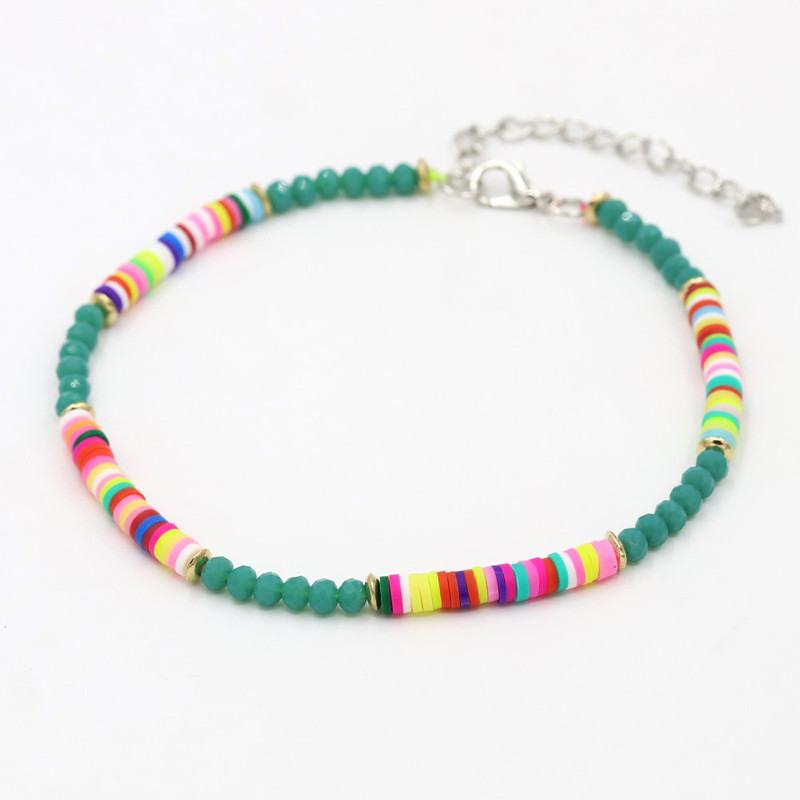 Boho karkötők Női Boho Ékszer Állítható Színes Polimer Agyag Kristály gyöngysor Strand mezítlábas bokalánc
