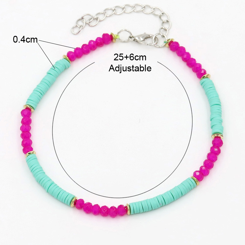 Boho karkötők Női Boho Ékszer Állítható Színes Polimer Agyag Kristály gyöngysor Strand mezítlábas bokalánc