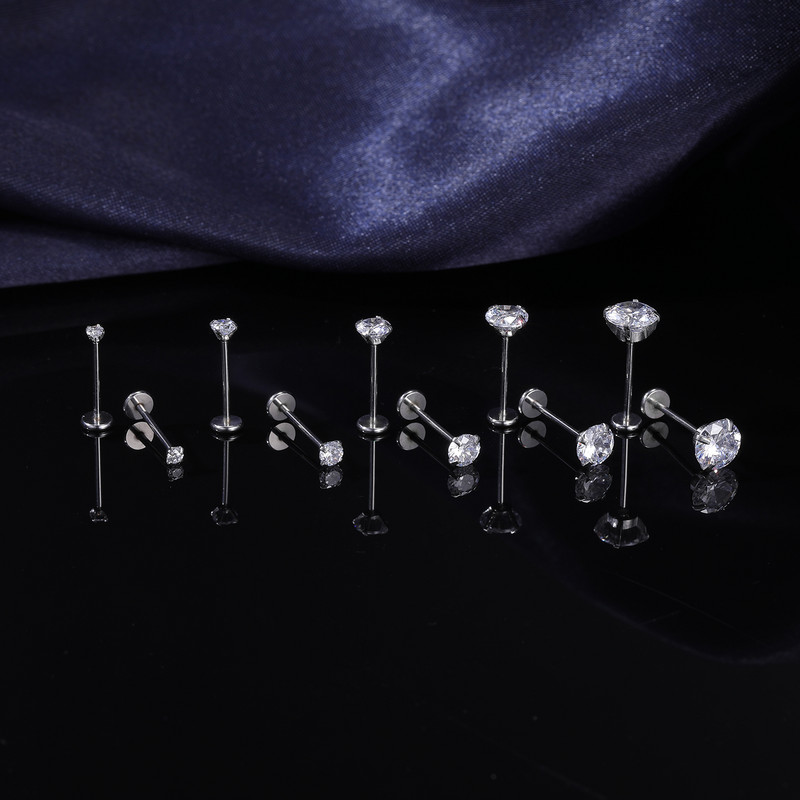 ZS 16/18/20G Zircon Buze Stud pentru Femei Body Piercing Bijuterii Cercei Helix Conch din oțel inoxidabil 5PCS Piercinguri pentru nas Bărbați