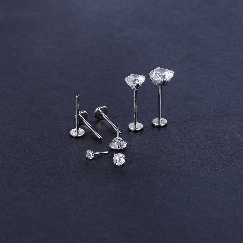 ZS 16/18/20G Zircon Buze Stud pentru Femei Body Piercing Bijuterii Cercei Helix Conch din oțel inoxidabil 5PCS Piercinguri pentru nas Bărbați