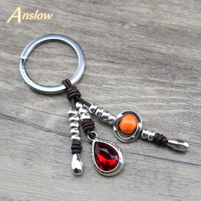 Anslow 2019 Търговия на едро с водни капки Кристални ръчно изработени мъниста Ключодържател Кожен автомобилен ключодържател Чанта за бижута Чар Дамски подарък LOW0004KY