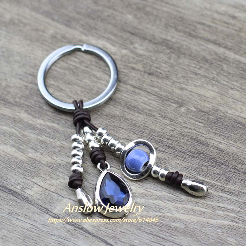 Anslow 2019 picătură de apă cristal lucrat manual margele breloc piele breloc mașină bijuterii geanta farmec cadou femei LOW0004KY