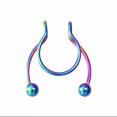 Nou model 2021, 1 buc. Piercing protetic pentru nas, inel protetic pentru nas, culoare din oțel, bijuterii perforate cu perforații false pentru bărbați