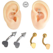 2 buc 1.2x8mm inimă oțel chirurgical oțel inel pentru burtă Daith Helix cercei bijuterii pentru corp inele pentru sprâncene piercing stud curbat barbell