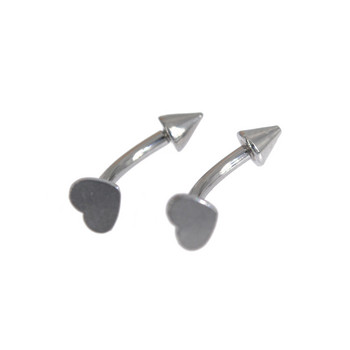 2Pcs 1.2x8mm Heart Surgical Steel Eyebone Ring Belly Daith Helix Earring Бижута за тяло Пръстени за вежди Пиърсинг Шпил Извита щанга