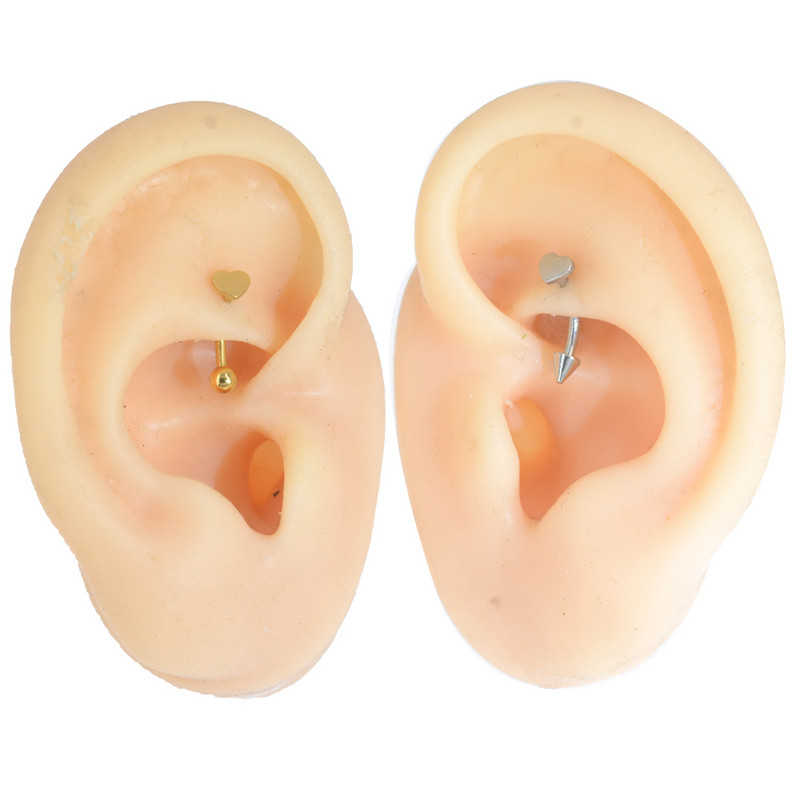 2 buc 1.2x8mm inimă oțel chirurgical oțel inel pentru burtă Daith Helix cercei bijuterii pentru corp inele pentru sprâncene piercing stud curbat barbell