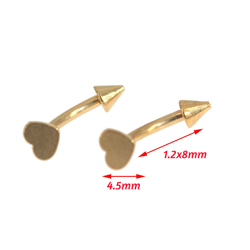 2 buc 1.2x8mm inimă oțel chirurgical oțel inel pentru burtă Daith Helix cercei bijuterii pentru corp inele pentru sprâncene piercing stud curbat barbell