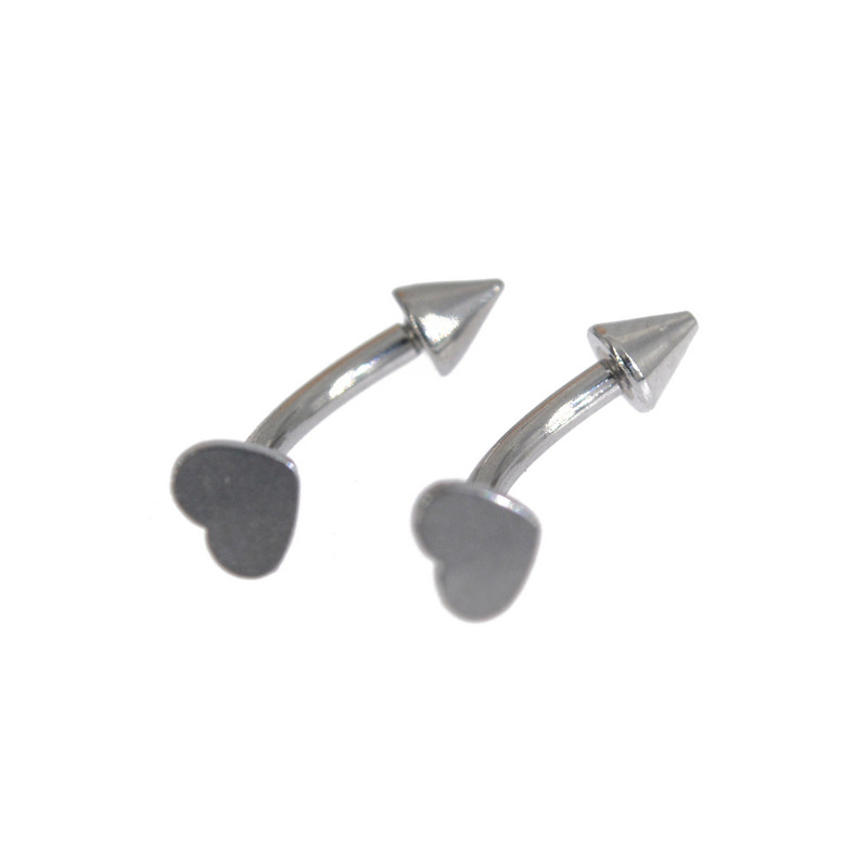2 buc 1.2x8mm inimă oțel chirurgical oțel inel pentru burtă Daith Helix cercei bijuterii pentru corp inele pentru sprâncene piercing stud curbat barbell