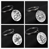 SKYRIM Breloc rotund Breloc Coconut Tree Adventure Mountain Journey Suport pentru breloc din oțel inoxidabil Breloc Pandantiv pentru geantă