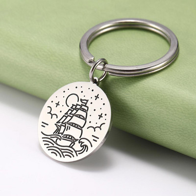 SKYRIM Breloc rotund Breloc Coconut Tree Adventure Mountain Journey Suport pentru breloc din oțel inoxidabil Breloc Pandantiv pentru geantă