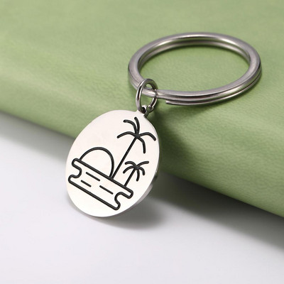 SKYRIM Breloc rotund Breloc Coconut Tree Adventure Mountain Journey Suport pentru breloc din oțel inoxidabil Breloc Pandantiv pentru geantă
