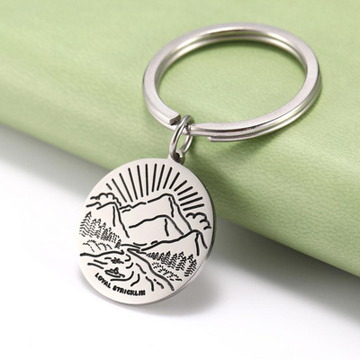 SKYRIM Breloc rotund Breloc Coconut Tree Adventure Mountain Journey Suport pentru breloc din oțel inoxidabil Breloc Pandantiv pentru geantă