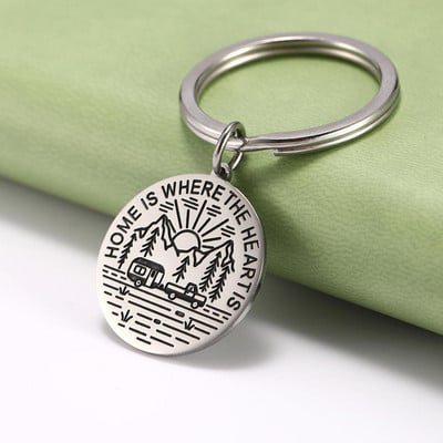 SKYRIM Breloc rotund Breloc Coconut Tree Adventure Mountain Journey Suport pentru breloc din oțel inoxidabil Breloc Pandantiv pentru geantă