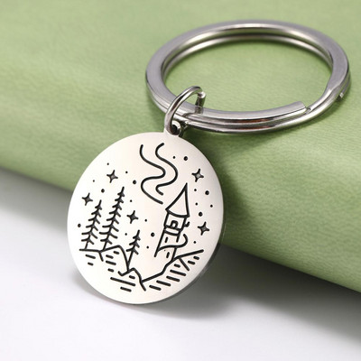 SKYRIM Breloc rotund Breloc Coconut Tree Adventure Mountain Journey Suport pentru breloc din oțel inoxidabil Breloc Pandantiv pentru geantă