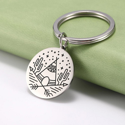 SKYRIM Breloc rotund Breloc Coconut Tree Adventure Mountain Journey Suport pentru breloc din oțel inoxidabil Breloc Pandantiv pentru geantă