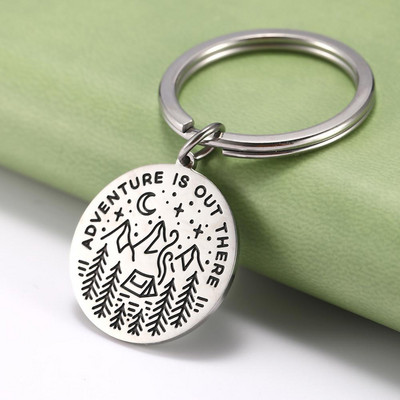 SKYRIM Breloc rotund Breloc Coconut Tree Adventure Mountain Journey Suport pentru breloc din oțel inoxidabil Breloc Pandantiv pentru geantă