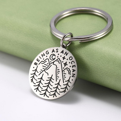 SKYRIM Breloc rotund Breloc Coconut Tree Adventure Mountain Journey Suport pentru breloc din oțel inoxidabil Breloc Pandantiv pentru geantă