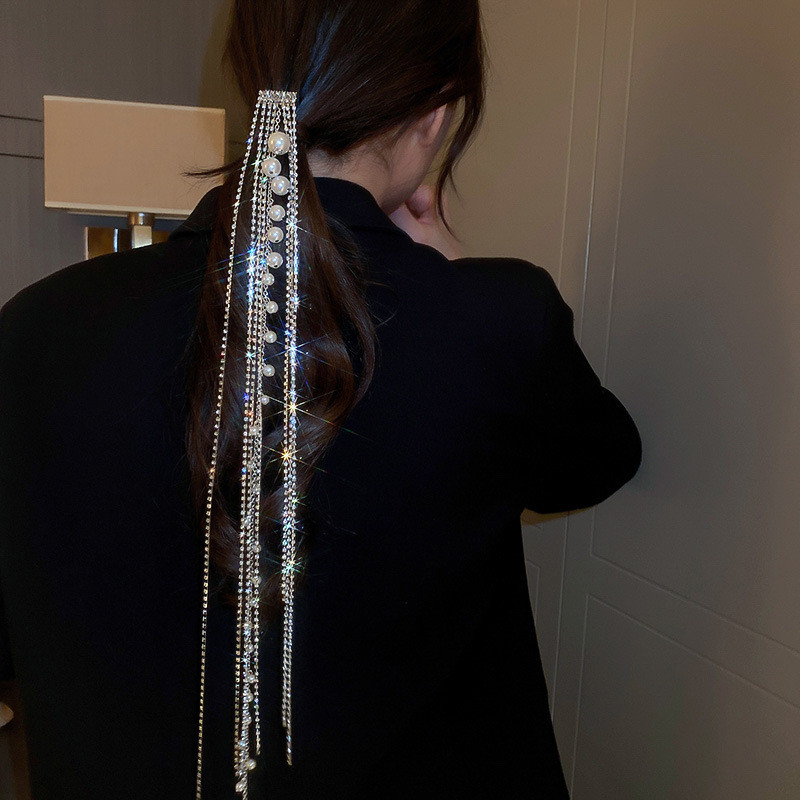 XIALUOKE ciucuri lungi cu strass perle piepteni Banda de păr pentru femei Accesorii pentru păr Bijuterii Cadouri