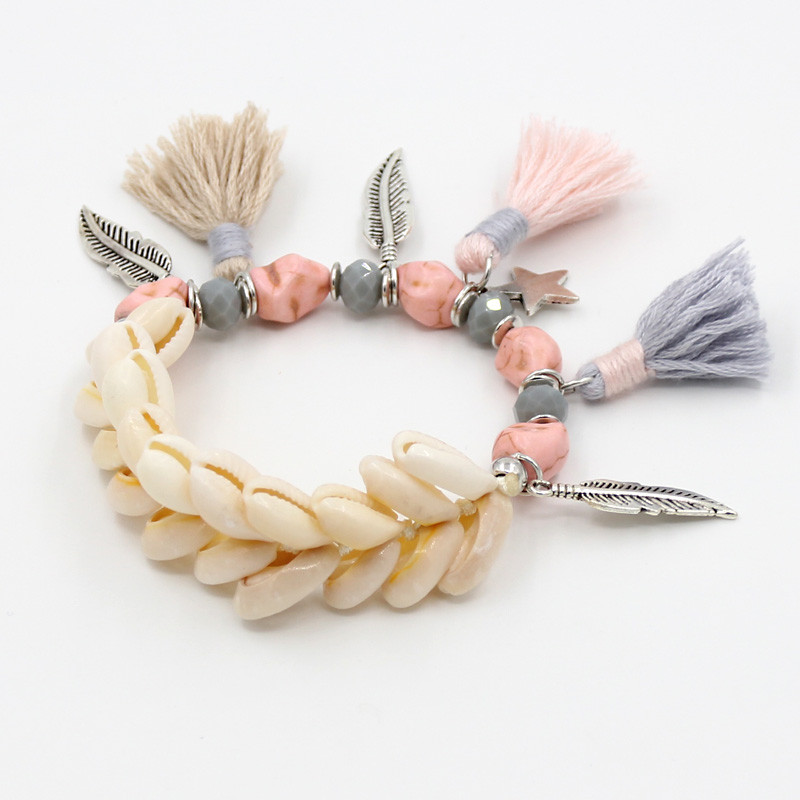 VONNOR papuošalai moterims rankų darbo kriauklės karoliukai apyrankės lydinio lapai žvaigždės pakabukas moteriški vasaros aksesuarai bohemiški kutai apyrankės