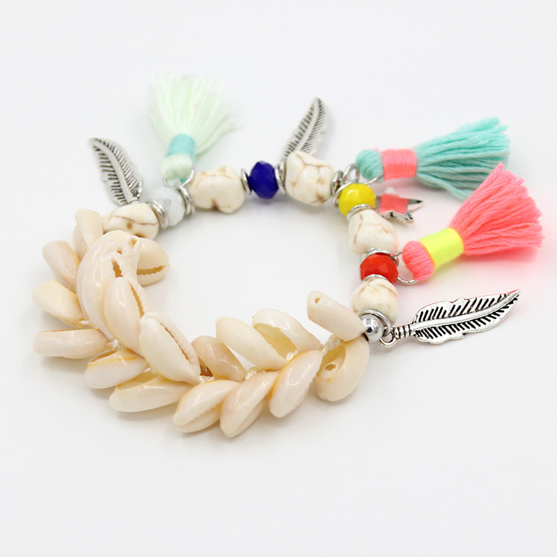 VONNOR papuošalai moterims rankų darbo kriauklės karoliukai apyrankės lydinio lapai žvaigždės pakabukas moteriški vasaros aksesuarai bohemiški kutai apyrankės