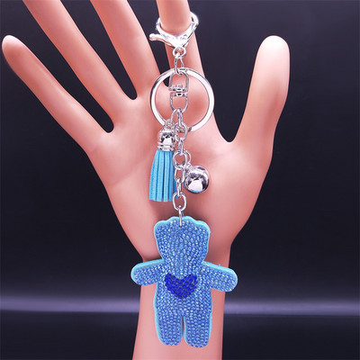 Inimă Cristal Albastru Islam Turcia Ochi Lanț Cheie Culoare Auriu Cioc Breloc Bijuterii Bijuterie Acier Inoxidabil K2805S01