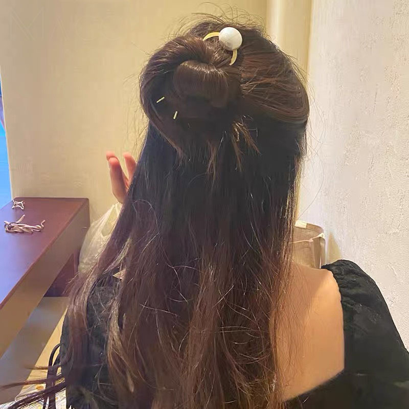 XIALUOKE Bețișoare de păr din metal în formă de U Bijuterii pentru femei Agrafă pentru bareta Agrafe de păr perle Tiara de mireasă Păr de nuntă Instrumente de design pentru coafura