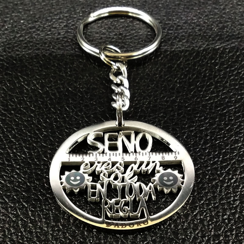 Fahsion Spania Lanț de chei din oțel inoxidabil pentru profesor Brelocuri de culoare argintie Bijuterii regalos para profesores K77390B
