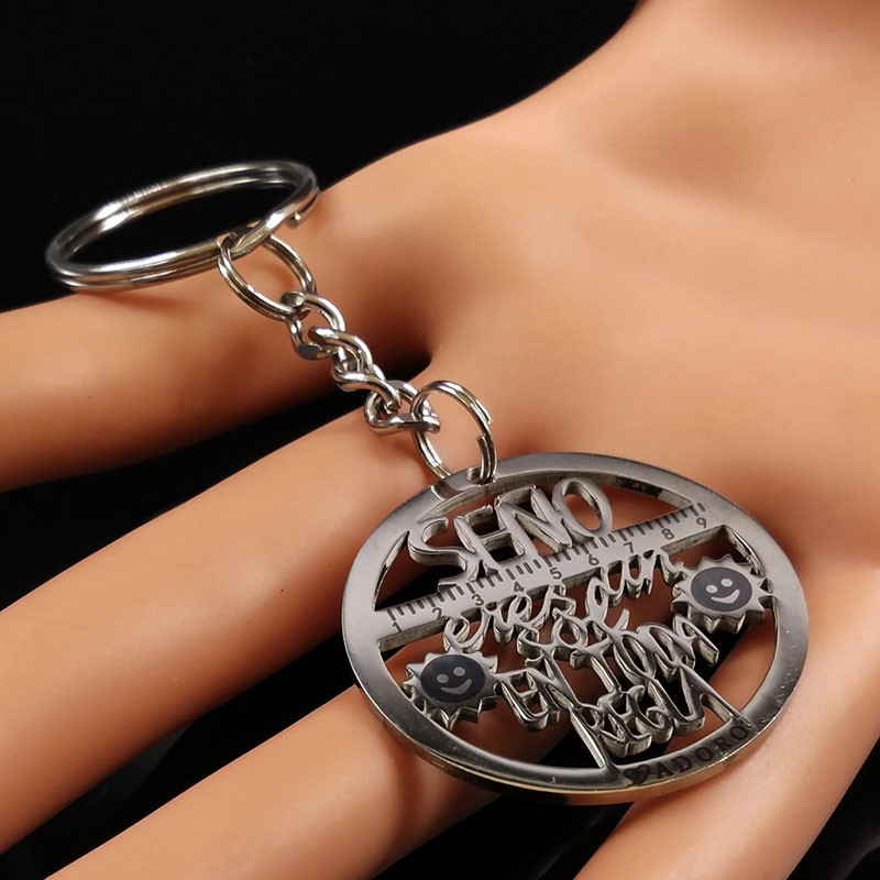Fahsion Spania Lanț de chei din oțel inoxidabil pentru profesor Brelocuri de culoare argintie Bijuterii regalos para profesores K77390B